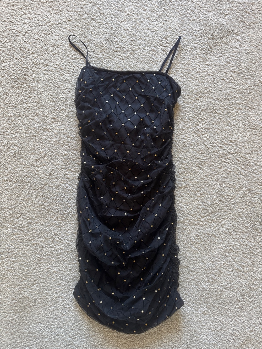 Windsor Black Mini Dress with Gold Stud Accents